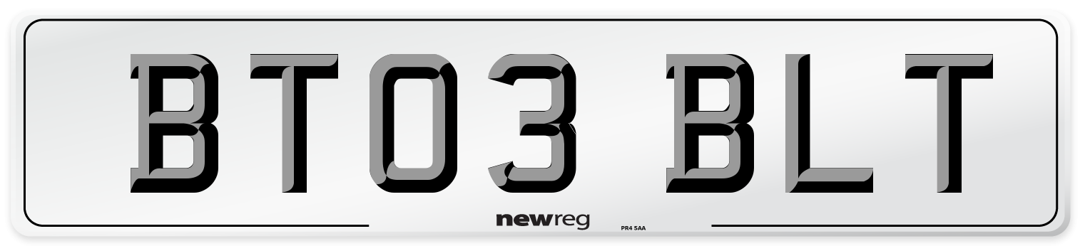 BT03 BLT Number Plate from New Reg